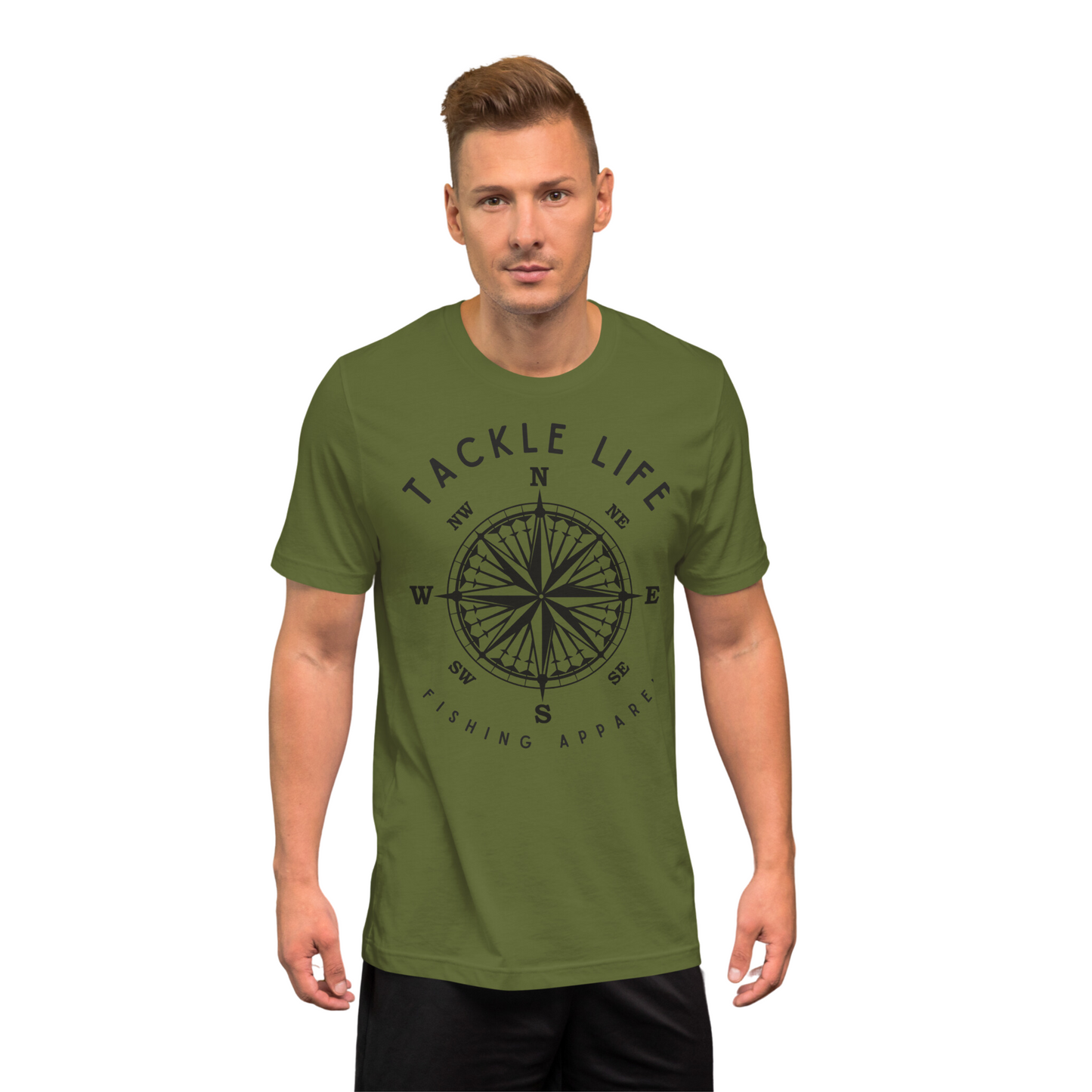 TLF Nautical Compass Unisex T-Shirt -- Black Logo on Olive, Autumn, Burnt Orange, Mustard, Athletic Heather, Ocean Blue, Yellow, Citron, or White