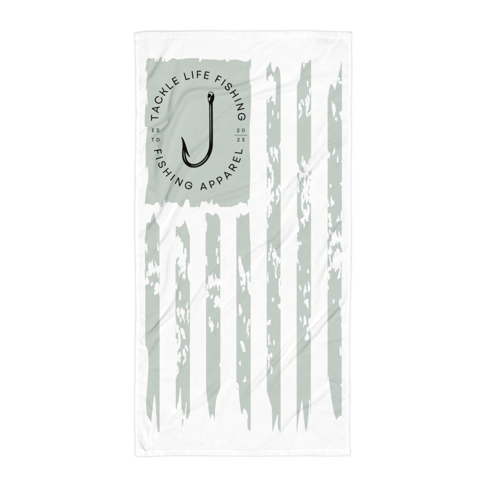 TLF Towel -- Distressed Flag and FLagship Logo