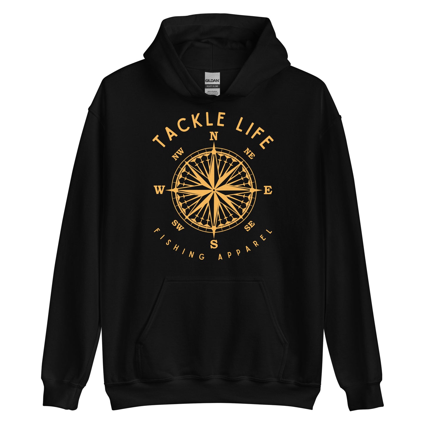 TLF Nautical Compass Unisex Hoodie -- Gold Logo on Black, Navy, Maroon, Red, Dark Heather, Indigo Blue, Irish Green, Military Green