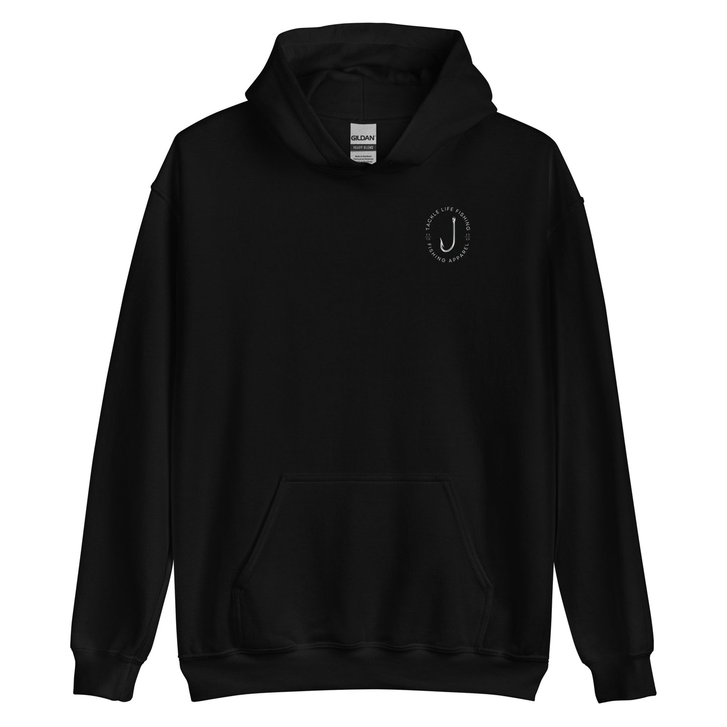 TLF Dirstressed Flag Pirate Logo Unisex Hoodie -- Gray Chest Logo and Back Design on Black