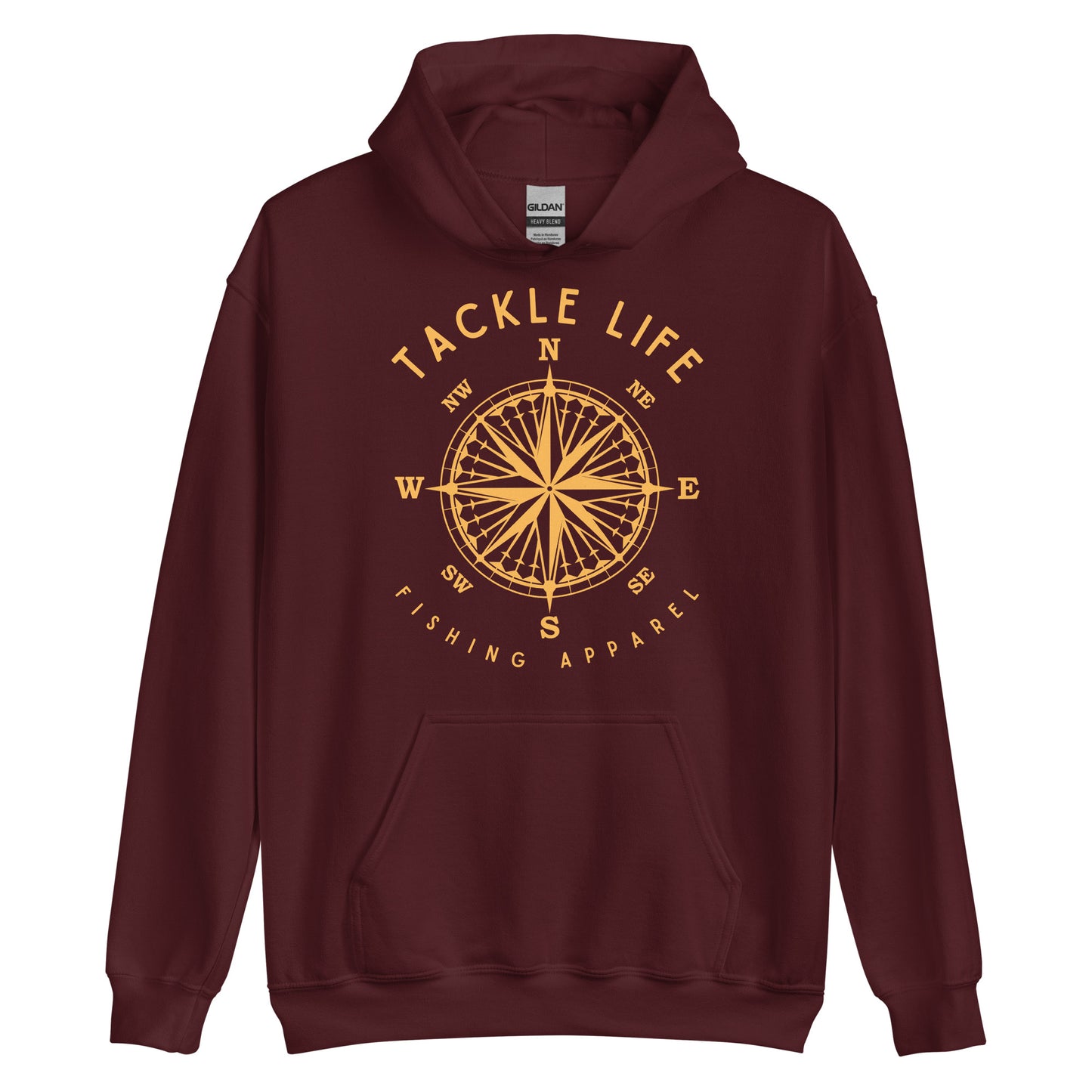 TLF Nautical Compass Unisex Hoodie -- Gold Logo on Black, Navy, Maroon, Red, Dark Heather, Indigo Blue, Irish Green, Military Green