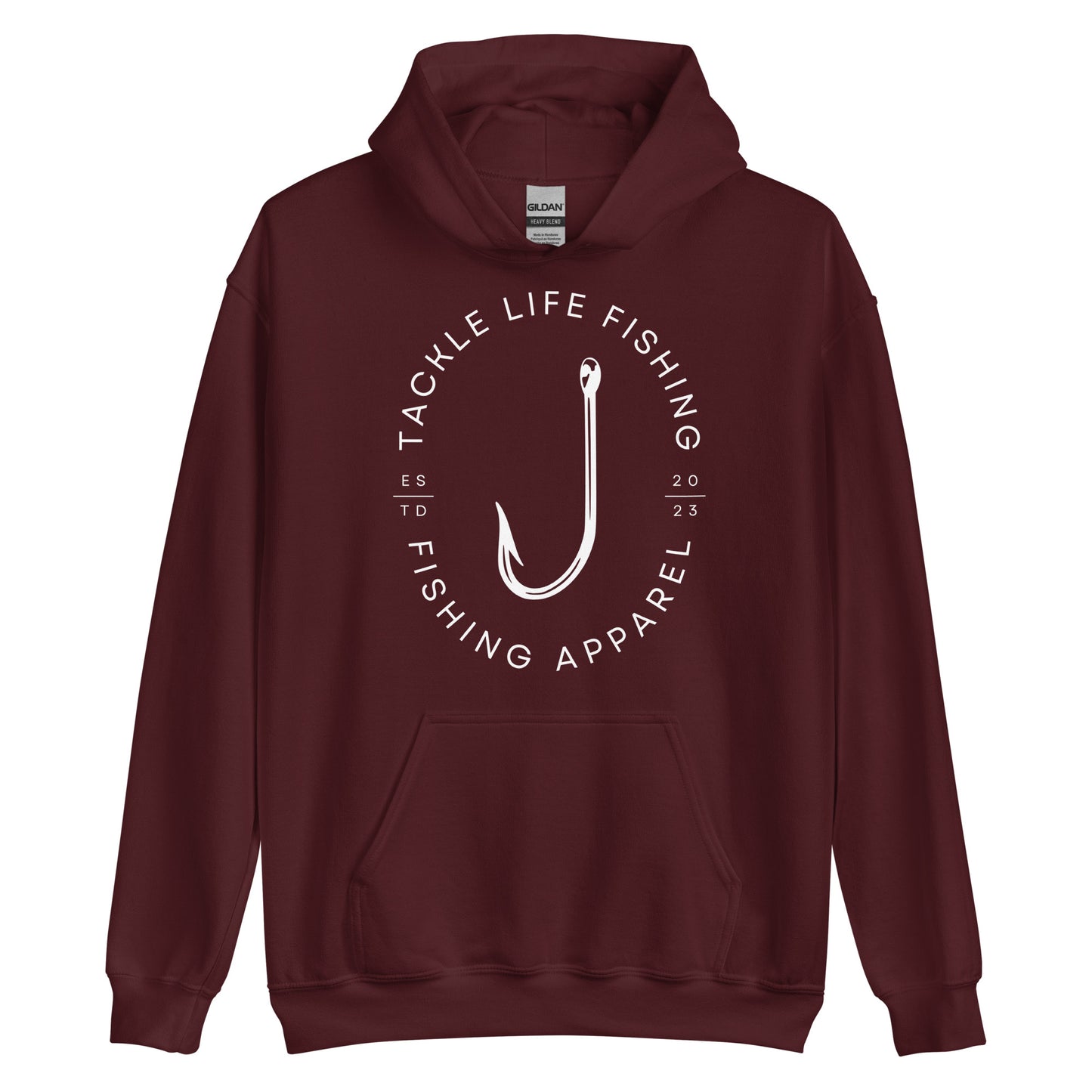 TLF Flagship Logo Unisex Hoodie -- White Logo on Black, Navy, Maroon, Red, Dark Heather, Indigo Blue, Irish Green, Military Green
