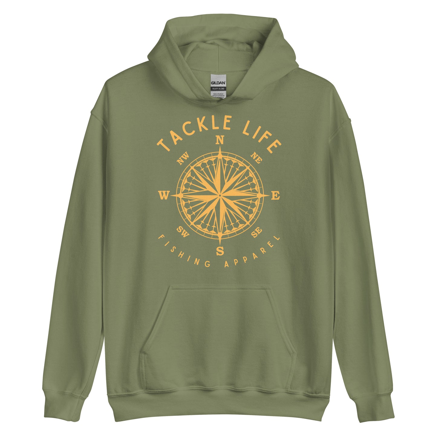 TLF Nautical Compass Unisex Hoodie -- Gold Logo on Black, Navy, Maroon, Red, Dark Heather, Indigo Blue, Irish Green, Military Green