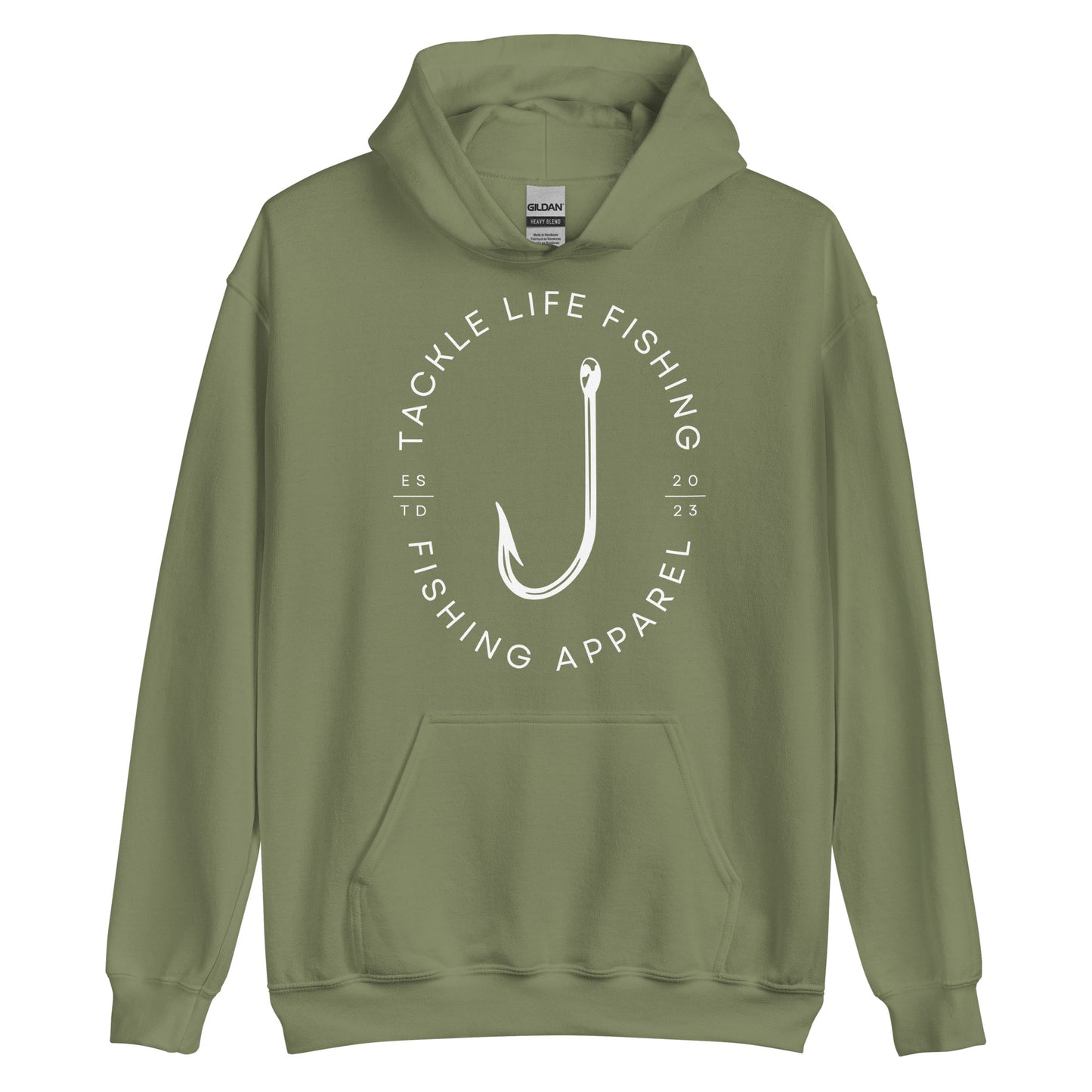 TLF Flagship Logo Unisex Hoodie -- White Logo on Black, Navy, Maroon, Red, Dark Heather, Indigo Blue, Irish Green, Military Green