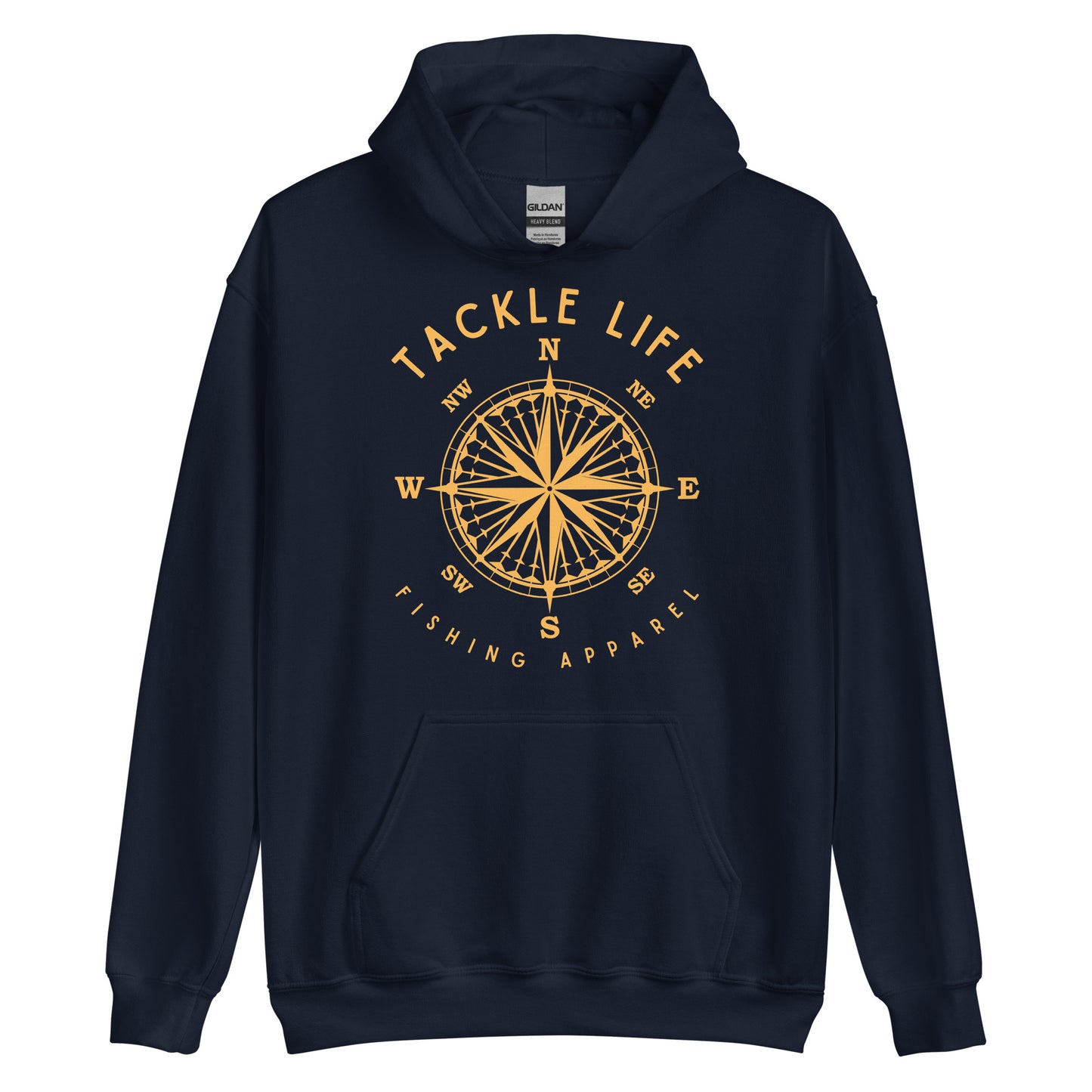 TLF Nautical Compass Unisex Hoodie -- Gold Logo on Black, Navy, Maroon, Red, Dark Heather, Indigo Blue, Irish Green, Military Green