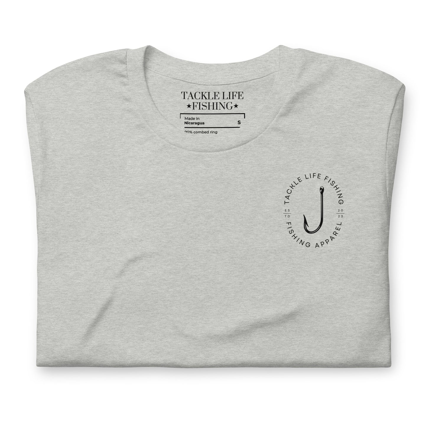 TLF Bass Flag Unisex T-Shirt -- Black Chest Logo and Back Design on White or Athletic Heather