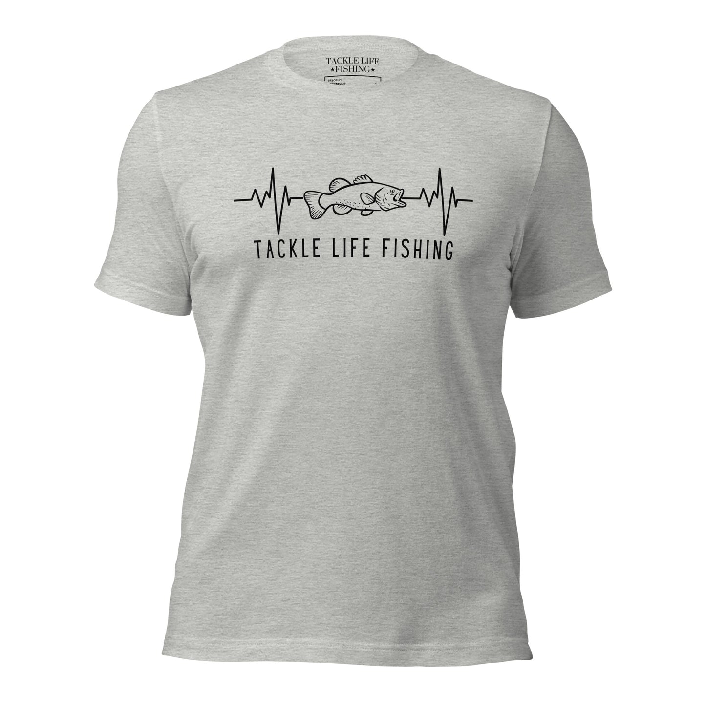 TLF Heartbeat of a Bass Fisherman -- Black Design on Athletic Heather, White, or Soft Cream