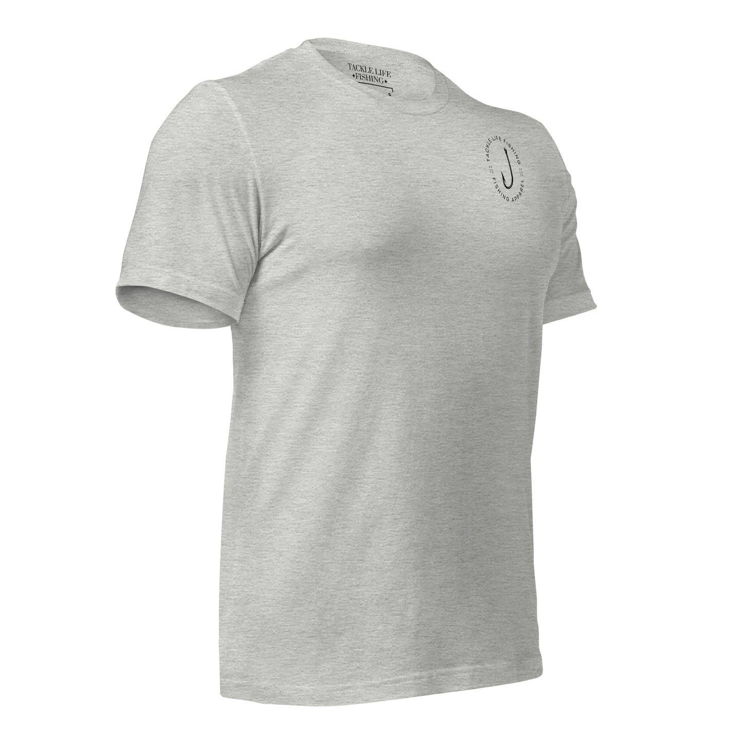 TLF Pirate Flag Unisex T-Shirt -- Black Chest Logo with Back Design on White or Athletic Heather