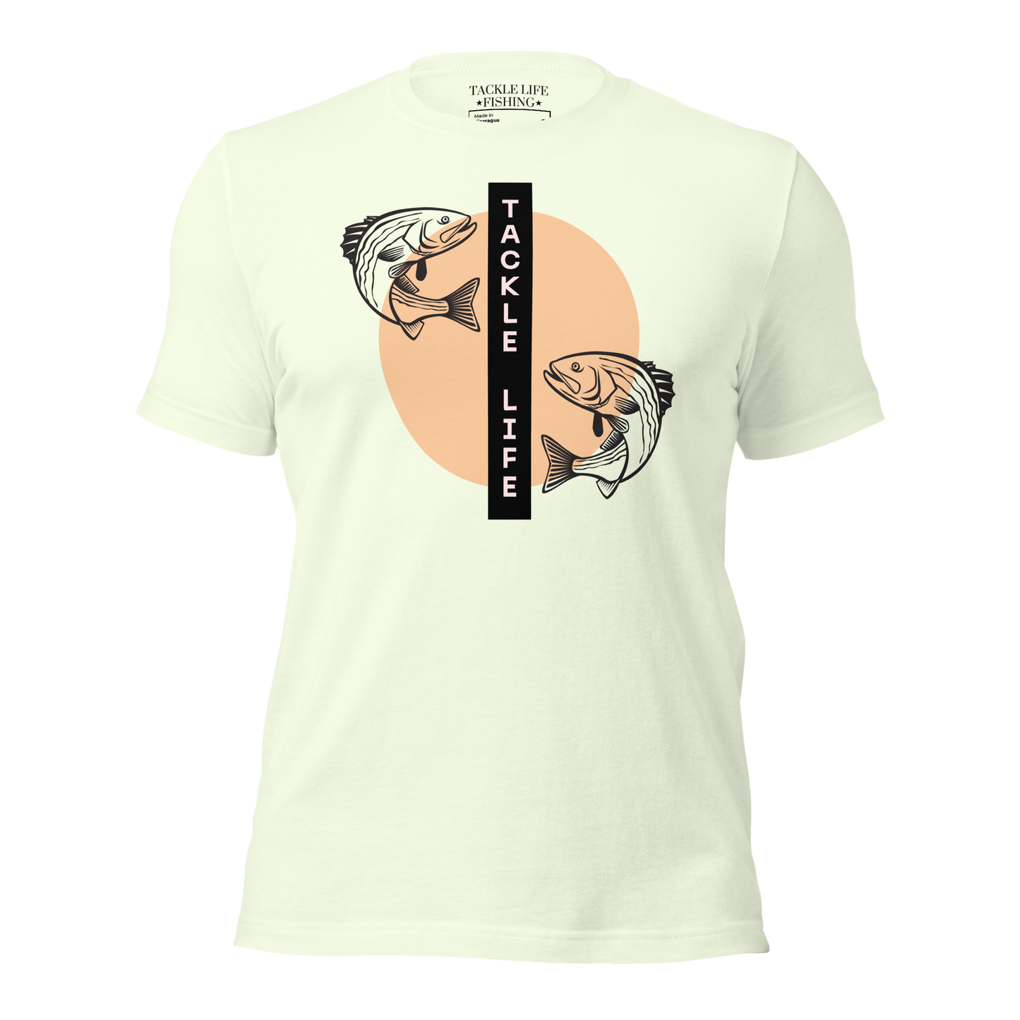 TLF Fishing Zen Unisex T-shirt -- Logo on Heather Prism Lilac, Heather Prism Dusty Blue, Light Blue, Ocean Blue, Soft Cream, Yellow, Heather Dust, Citron, or White