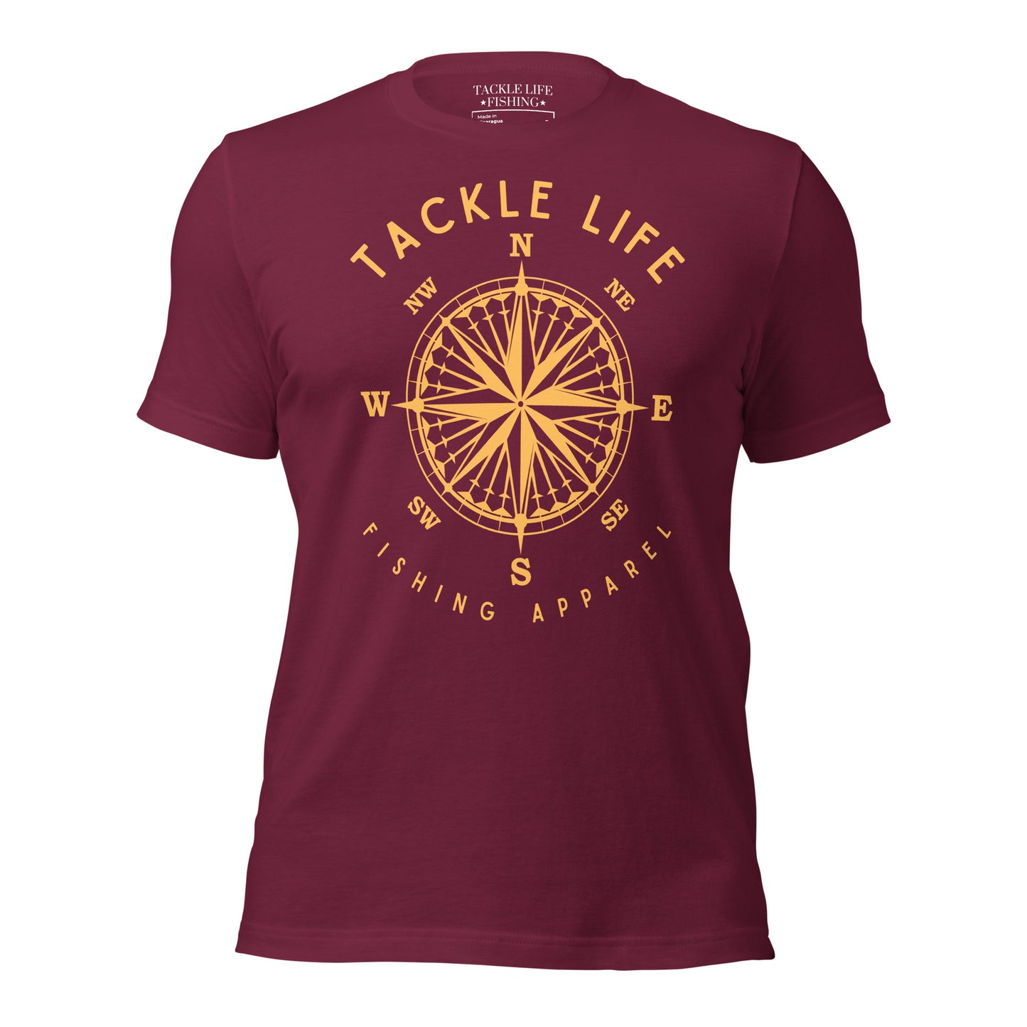 TLF Nautical Compass Unisex T-Shirt -- Gold Logo on Black Heather, Navy, Brown, Maroon, Red, True Royal, Olive, Heather Deep Teal, Kelly, or White