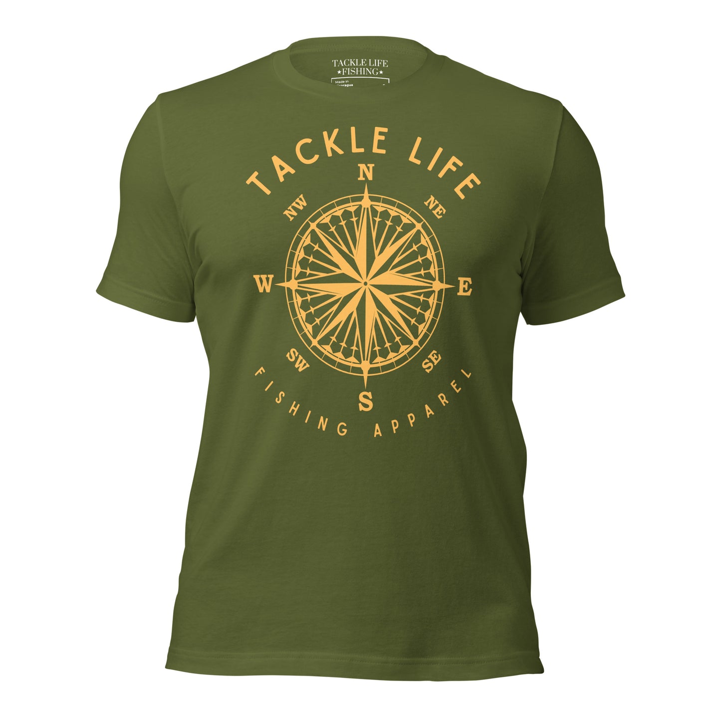 TLF Nautical Compass Unisex T-Shirt -- Gold Logo on Black Heather, Navy, Brown, Maroon, Red, True Royal, Olive, Heather Deep Teal, Kelly, or White