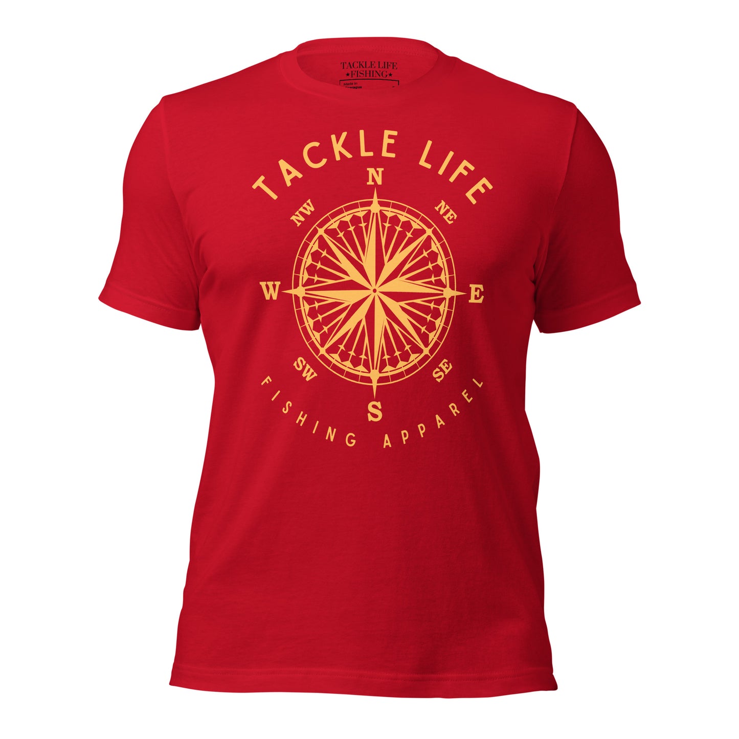 TLF Nautical Compass Unisex T-Shirt -- Gold Logo on Black Heather, Navy, Brown, Maroon, Red, True Royal, Olive, Heather Deep Teal, Kelly, or White