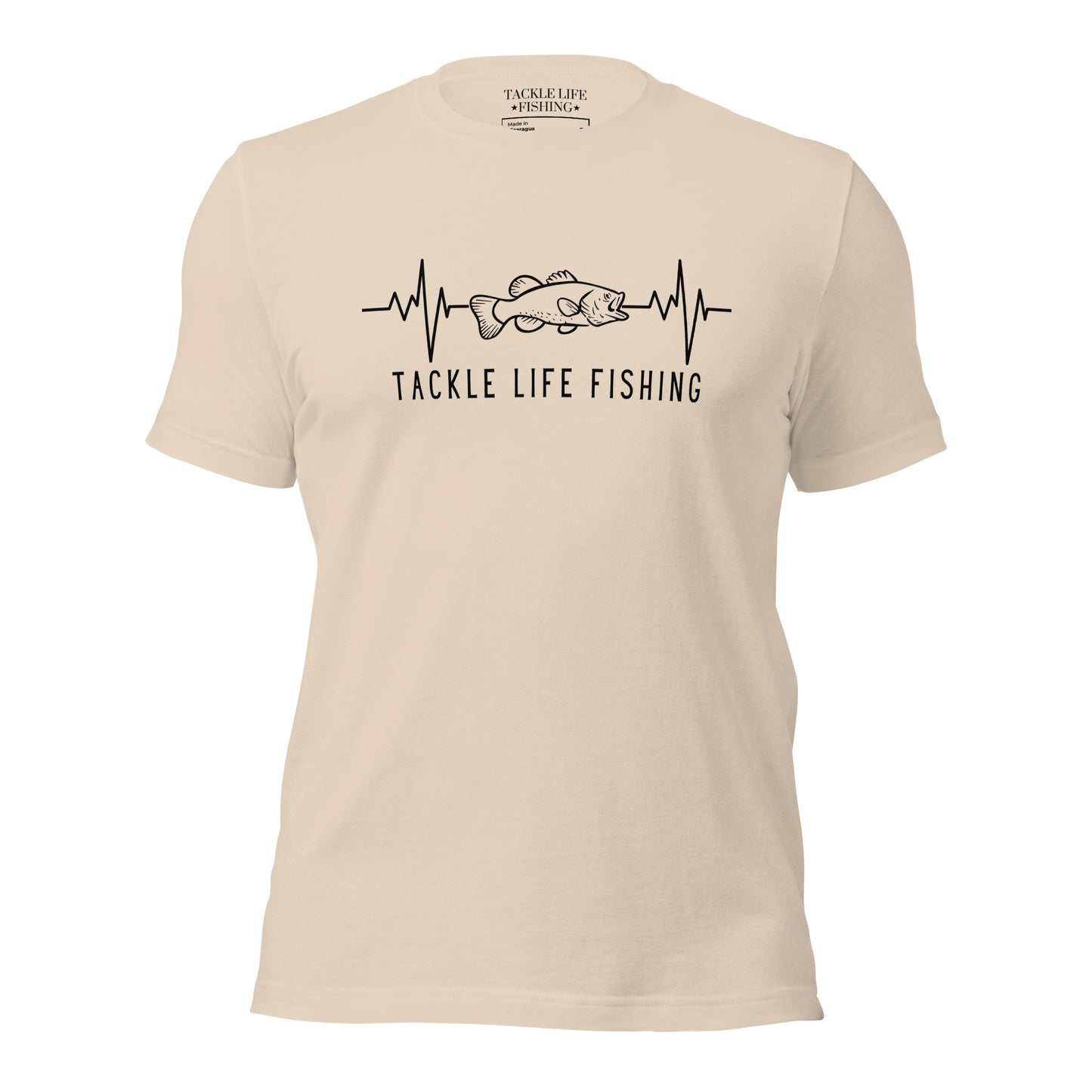 TLF Heartbeat of a Bass Fisherman -- Black Design on Athletic Heather, White, or Soft Cream