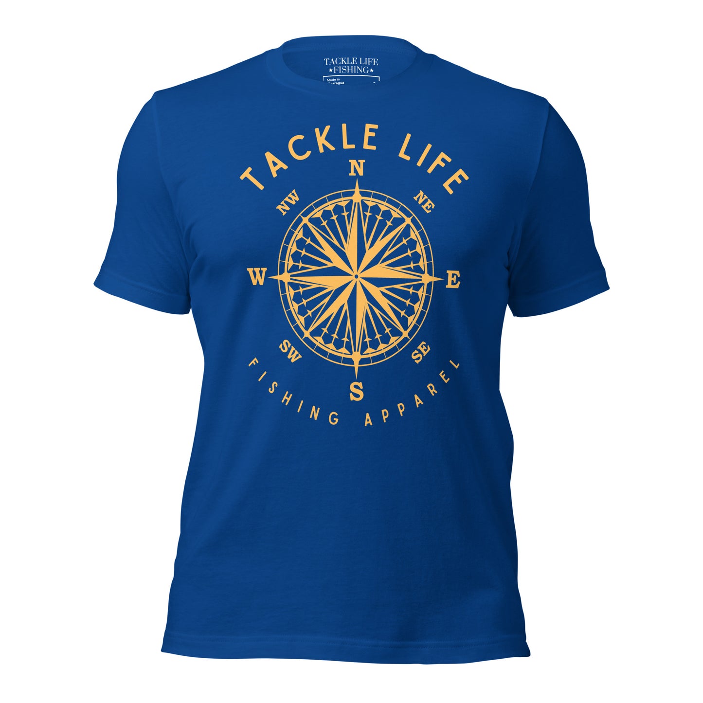 TLF Nautical Compass Unisex T-Shirt -- Gold Logo on Black Heather, Navy, Brown, Maroon, Red, True Royal, Olive, Heather Deep Teal, Kelly, or White