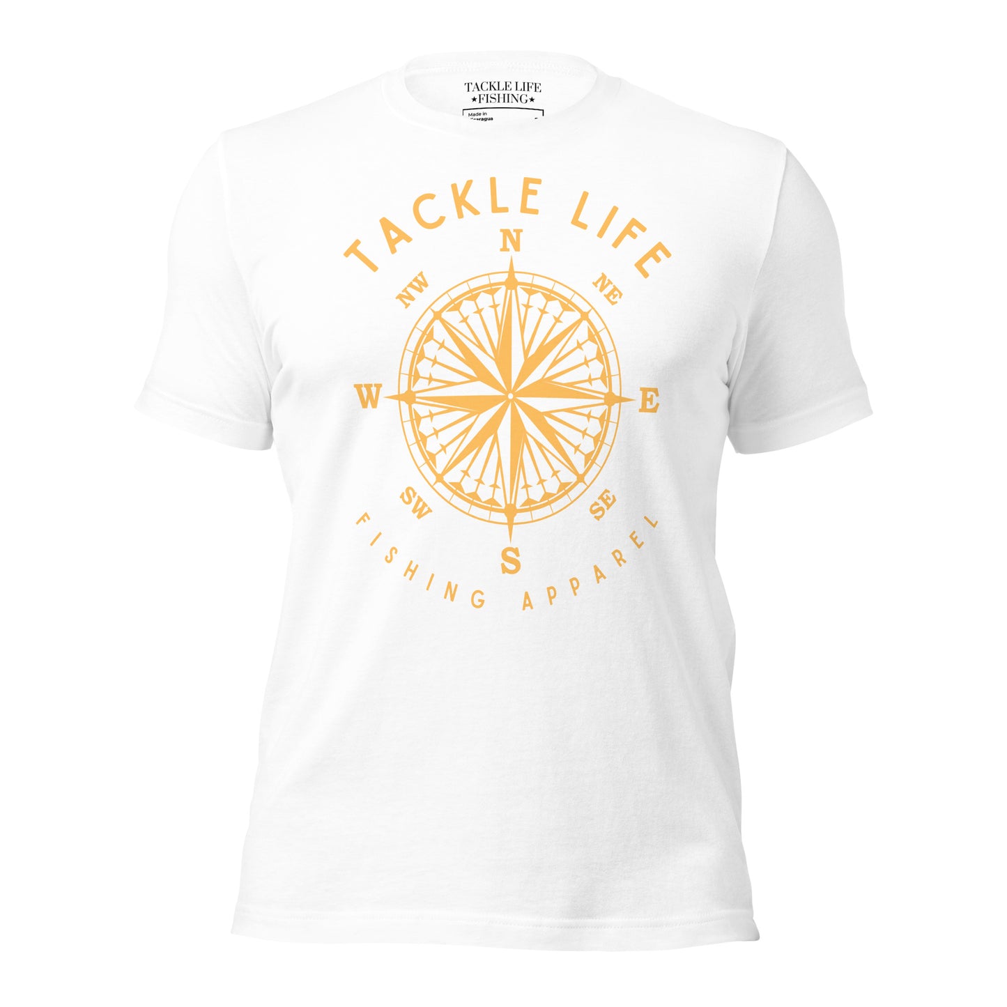 TLF Nautical Compass Unisex T-Shirt -- Gold Logo on Black Heather, Navy, Brown, Maroon, Red, True Royal, Olive, Heather Deep Teal, Kelly, or White