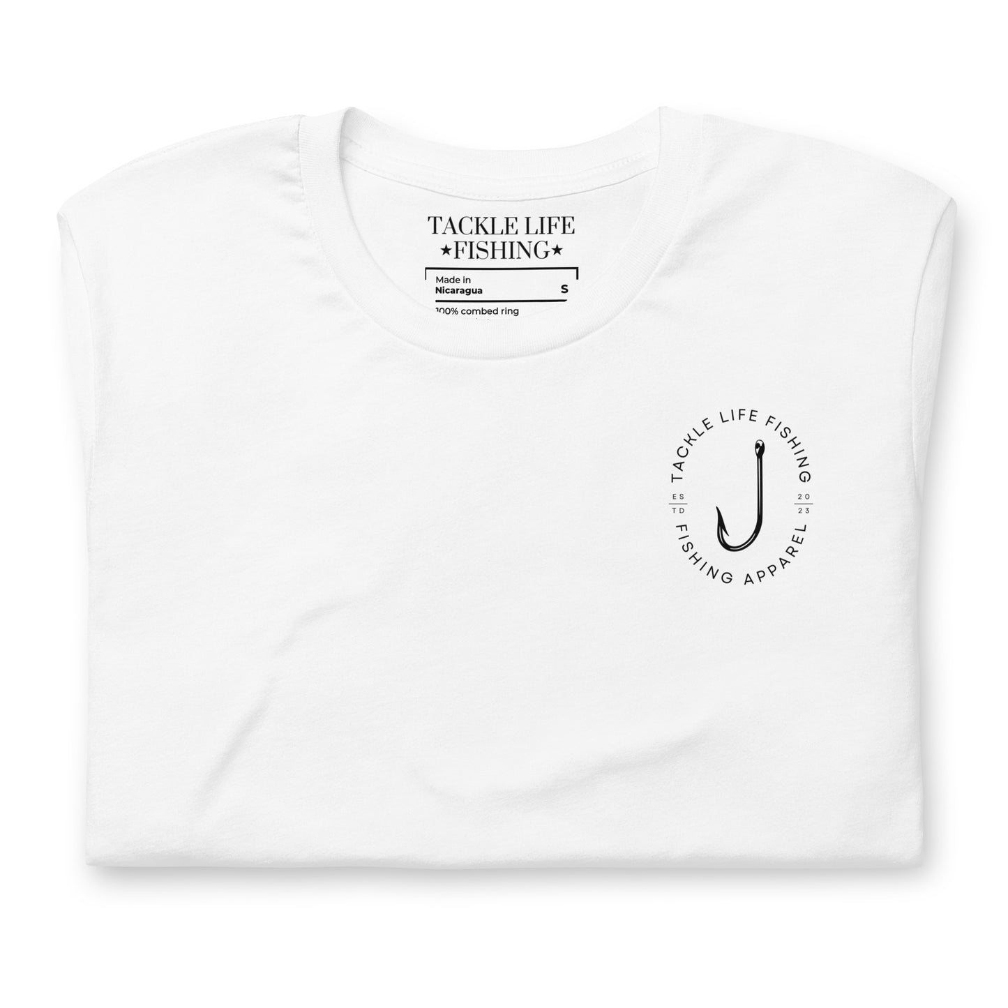 TLF Bass Flag Unisex T-Shirt -- Black Chest Logo and Back Design on White or Athletic Heather
