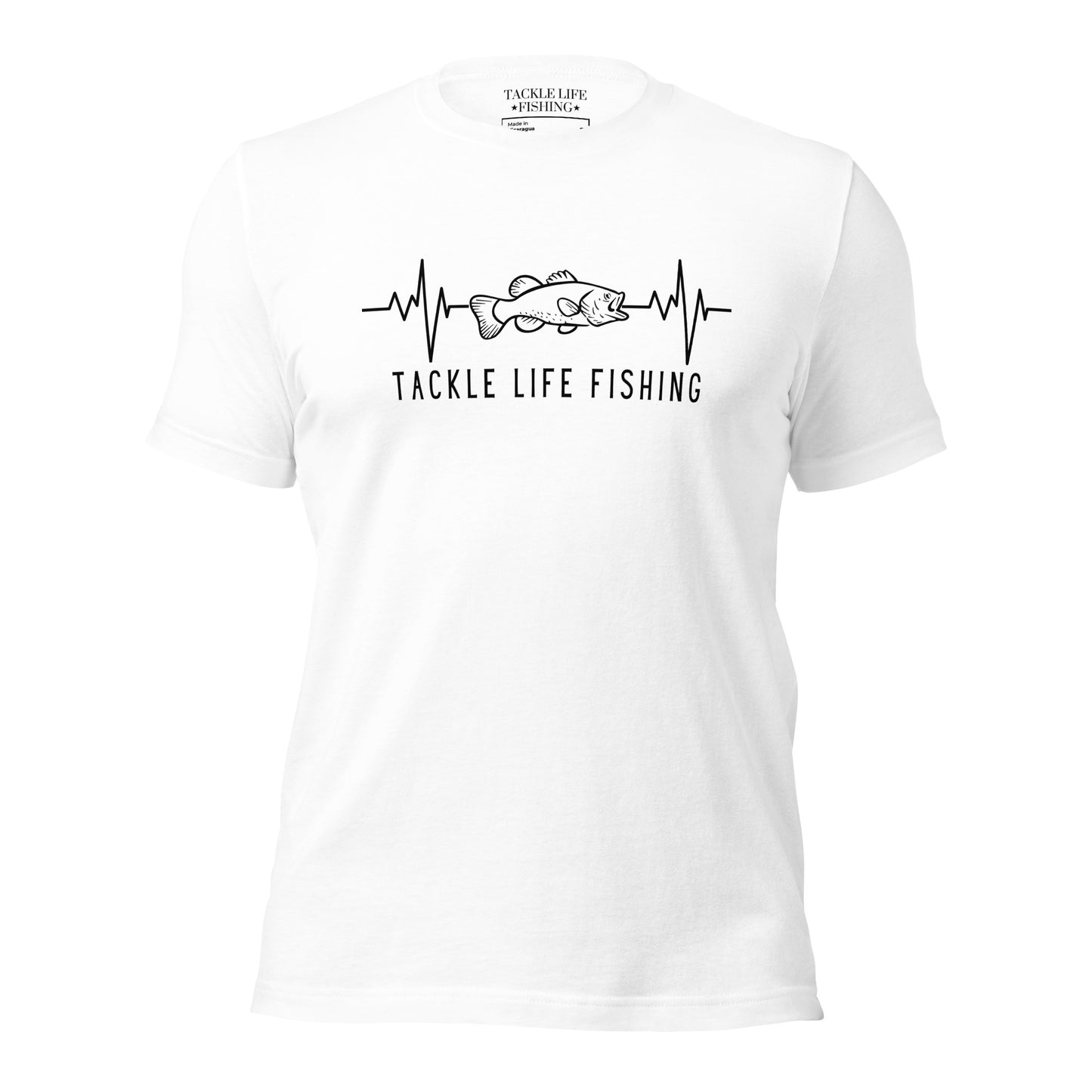TLF Heartbeat of a Bass Fisherman -- Black Design on Athletic Heather, White, or Soft Cream