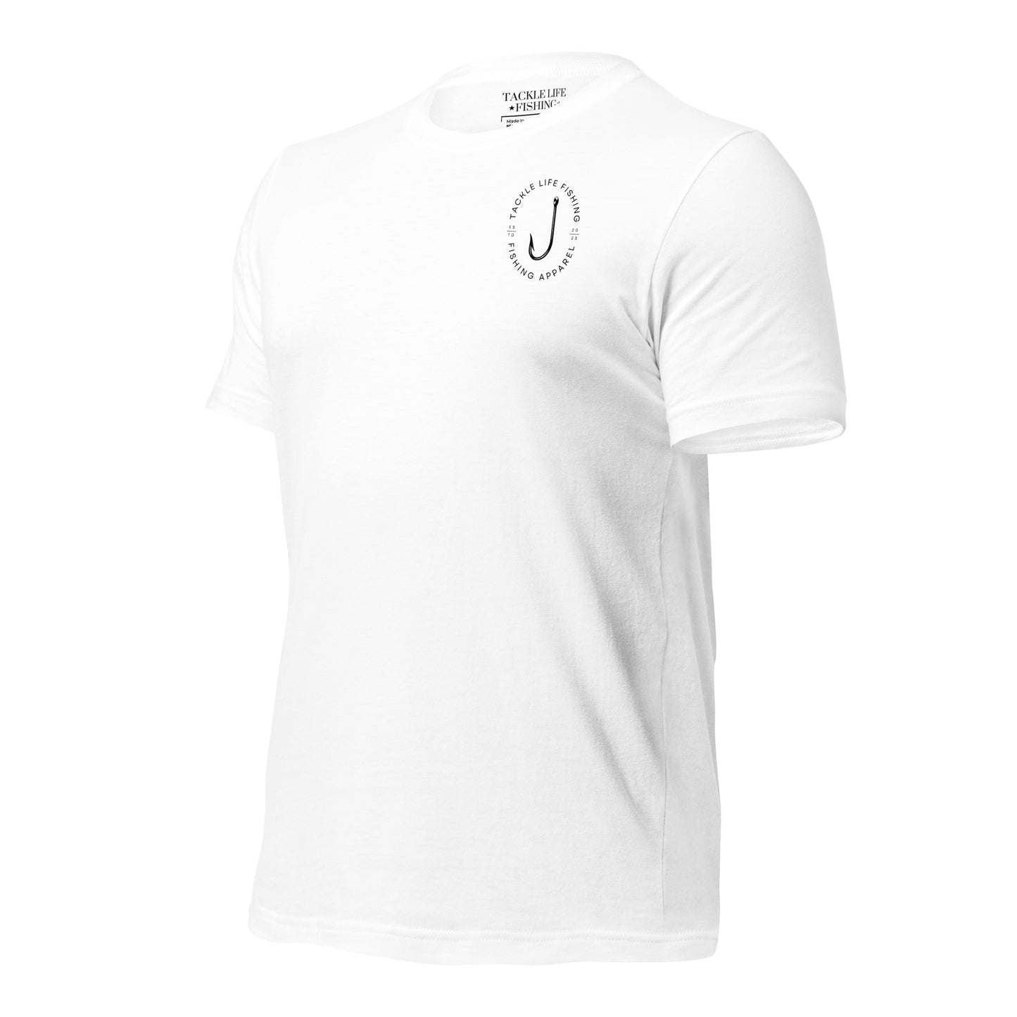 TLF Pirate Flag Unisex T-Shirt -- Black Chest Logo with Back Design on White or Athletic Heather