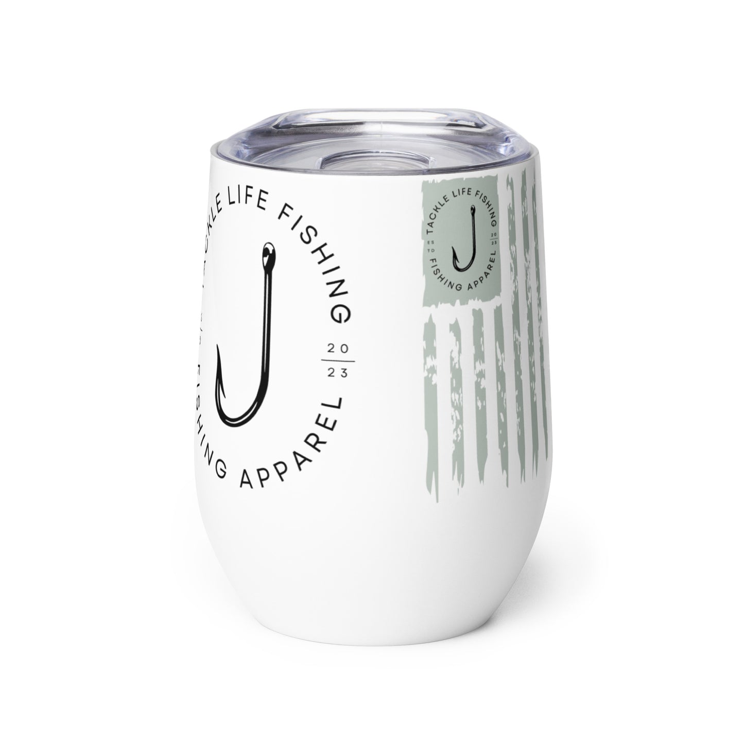 TLF Wine Tumbler -- Flagship Logo and Distressed Flag Design