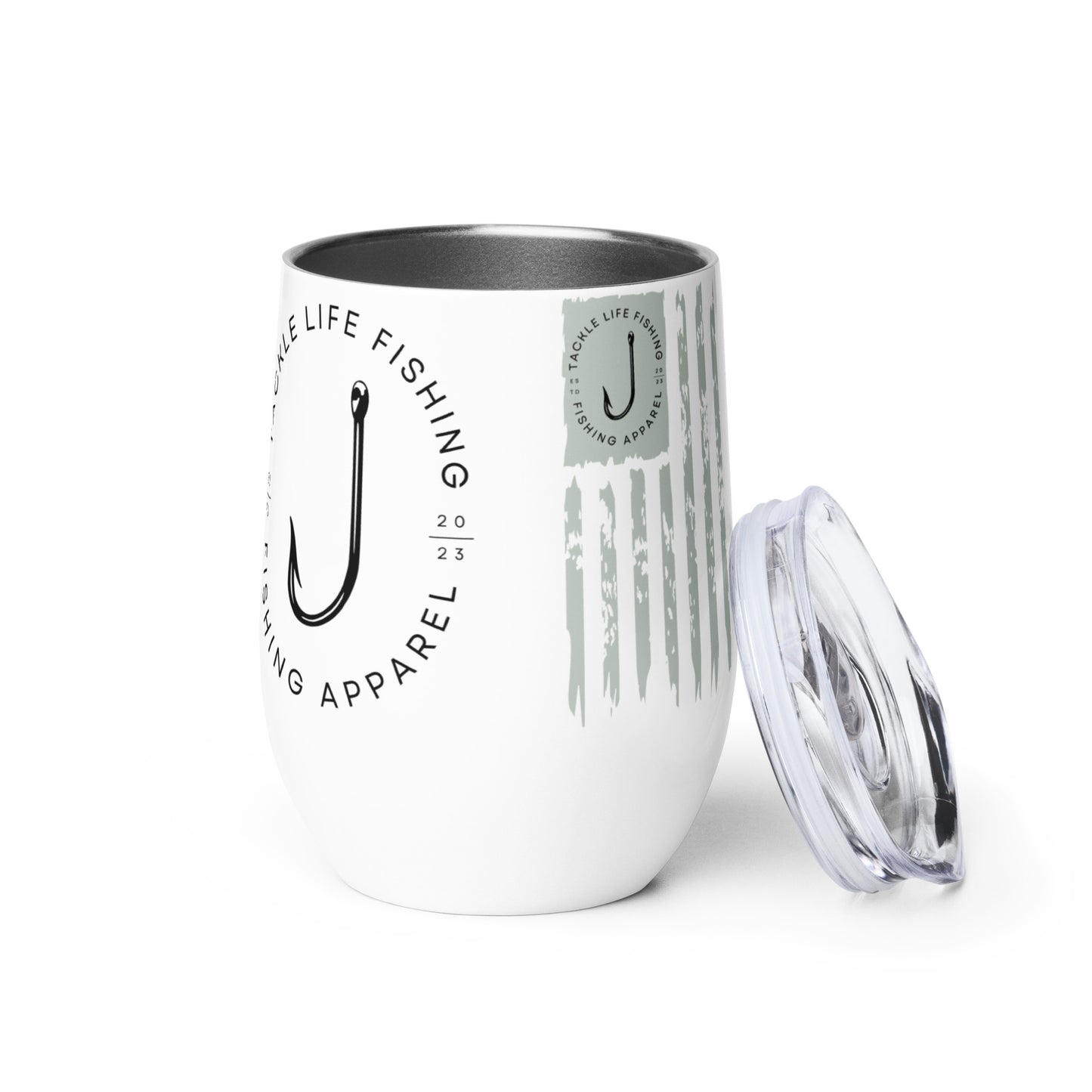 TLF Wine Tumbler -- Flagship Logo and Distressed Flag Design