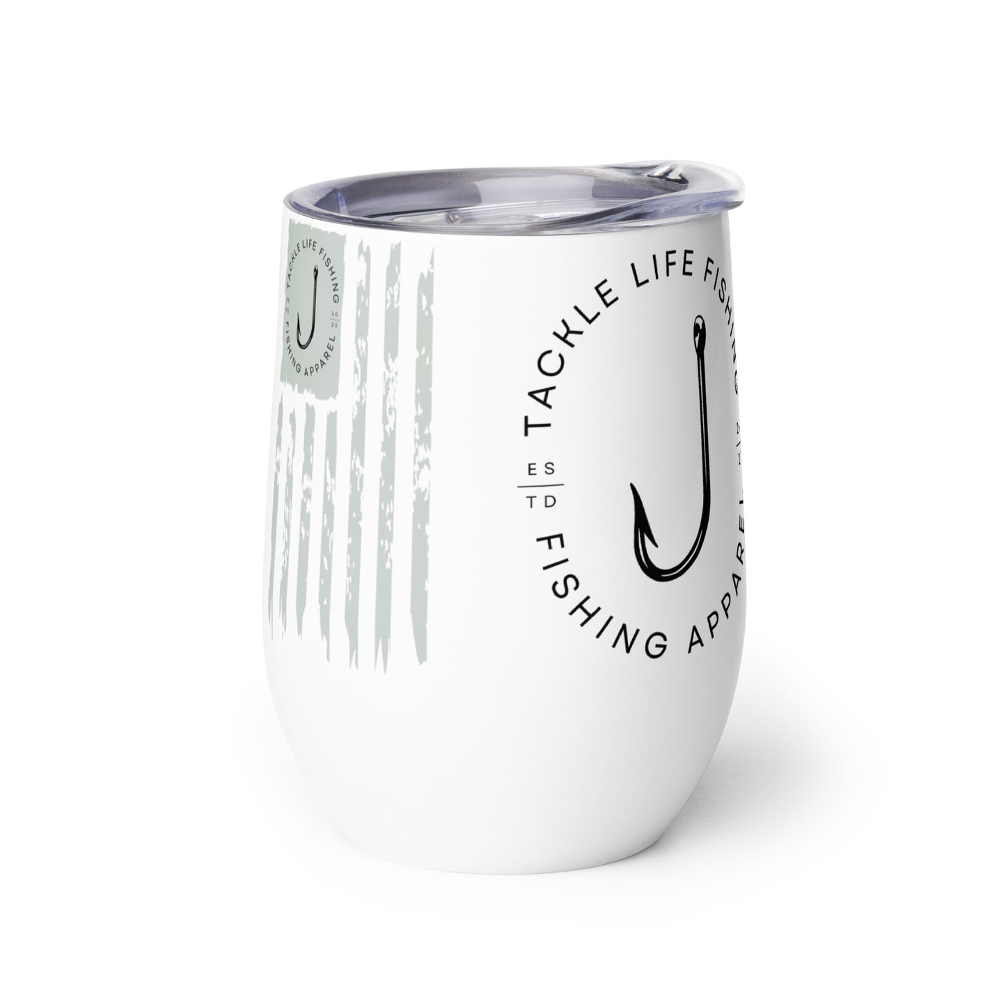 TLF Wine Tumbler -- Flagship Logo and Distressed Flag Design