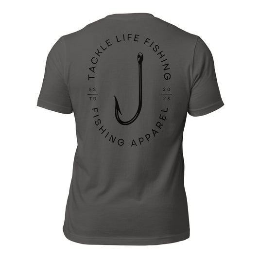 TLF Flagship Logo Unisex T-Shirt -- Black Ghosted Logo on Charcoal