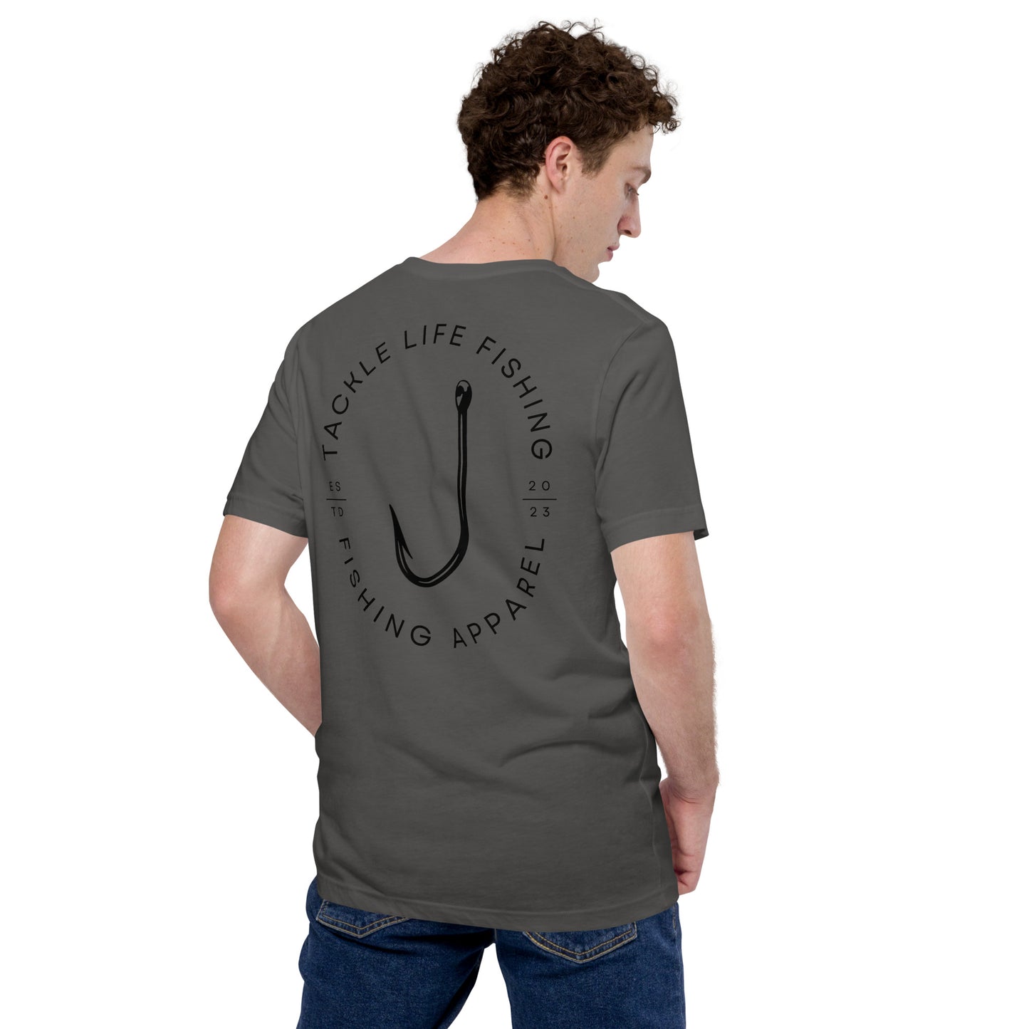 TLF Flagship Logo Unisex T-Shirt -- Black Ghosted Logo on Charcoal