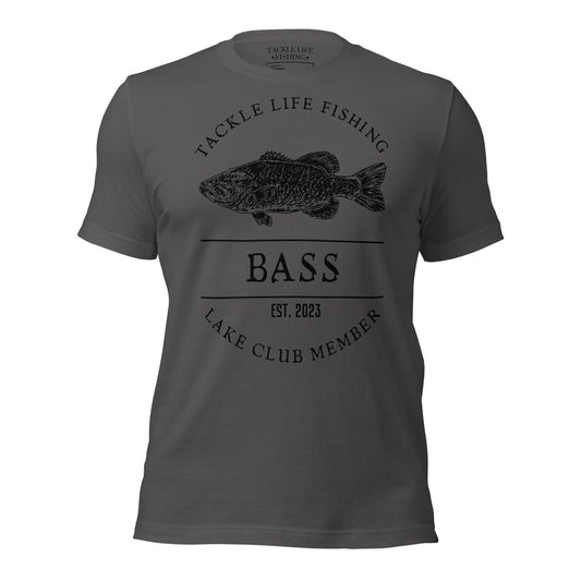 TLF Bass Lake Club Member -- Front Design on White, Asphalt, Olive, Steel Blue, Pebble, Tan, or Athletic Heather