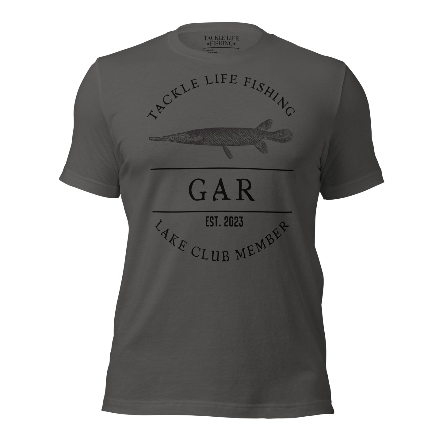 TLF Gar Lake Club Member Tee -- Front Design on Tan, Asphalt, Olive, Toast, Athletic Heather,  or White