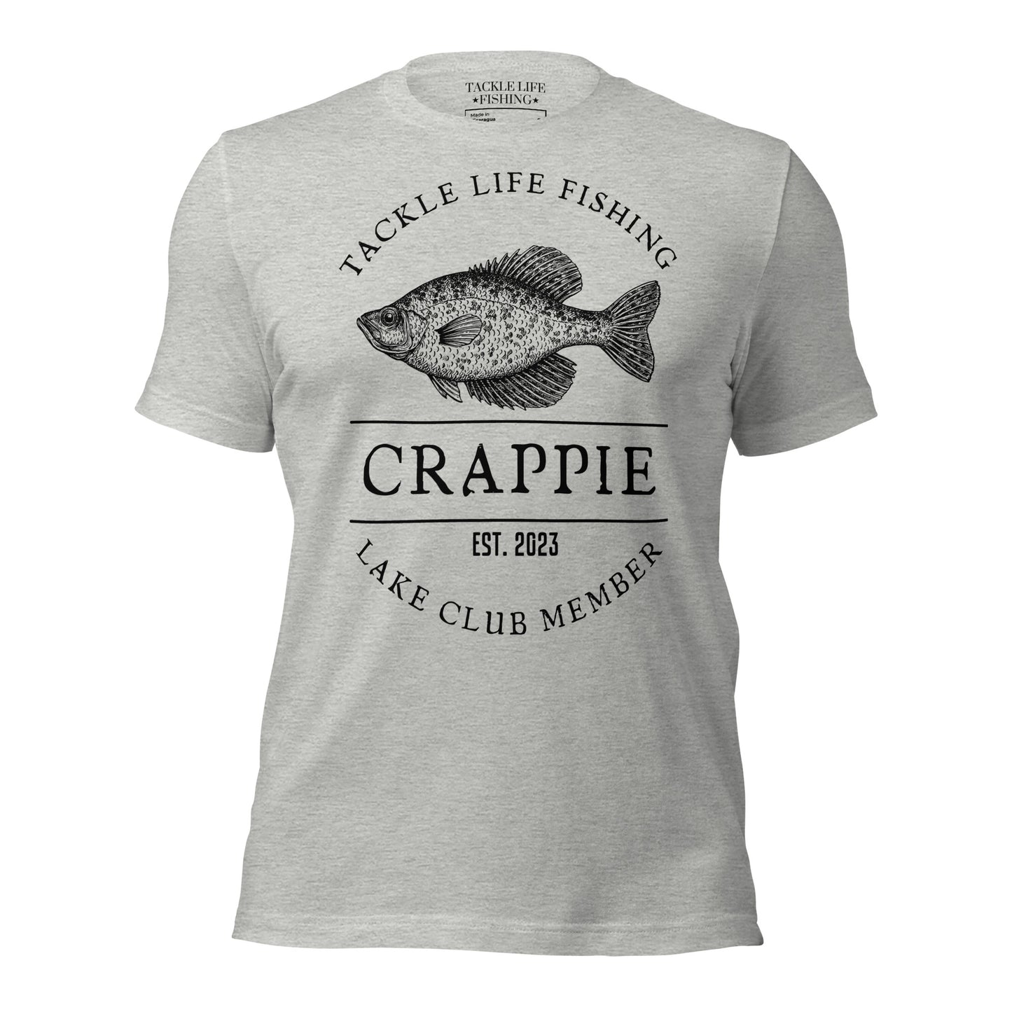 TLF Crappie Lake Club Member -- Front Design on Olive, Toast, Steel Blue, Pebble, Tan, Athletic Heather, or White