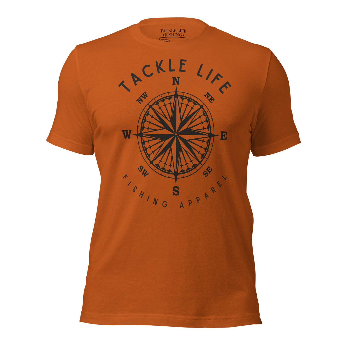 TLF Nautical Compass Unisex T-Shirt -- Black Logo on Olive, Autumn, Burnt Orange, Mustard, Athletic Heather, Ocean Blue, Yellow, Citron, or White