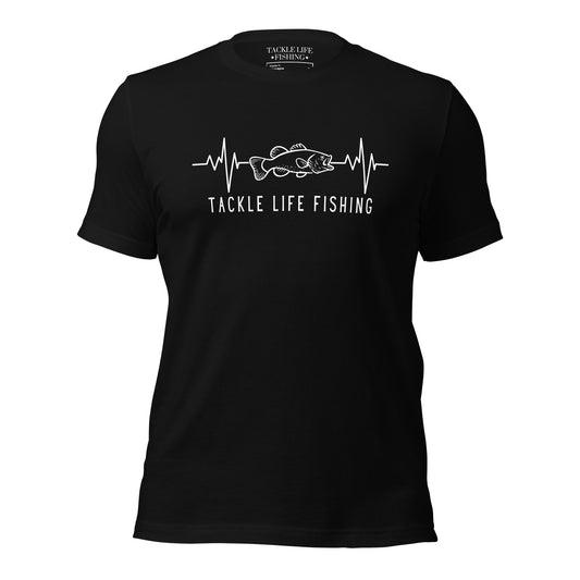 TLF Heartbeat of a Bass Fisherman -- White Design on Black