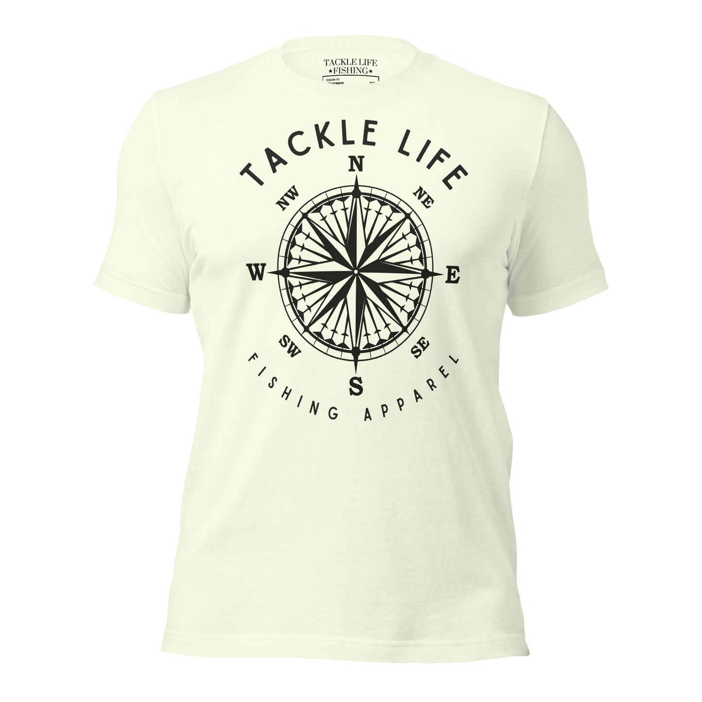 TLF Nautical Compass Unisex T-Shirt -- Black Logo on Olive, Autumn, Burnt Orange, Mustard, Athletic Heather, Ocean Blue, Yellow, Citron, or White