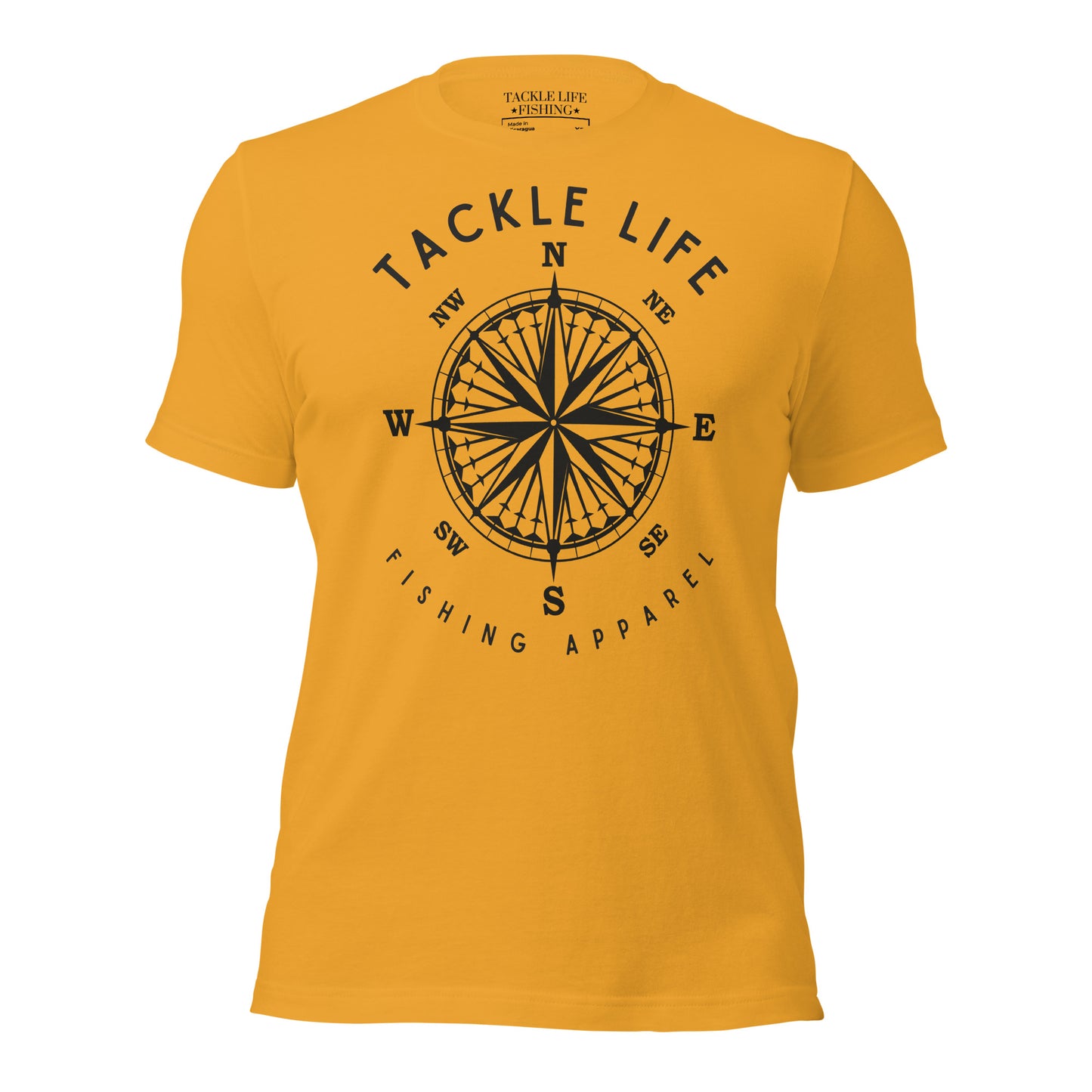 TLF Nautical Compass Unisex T-Shirt -- Black Logo on Olive, Autumn, Burnt Orange, Mustard, Athletic Heather, Ocean Blue, Yellow, Citron, or White