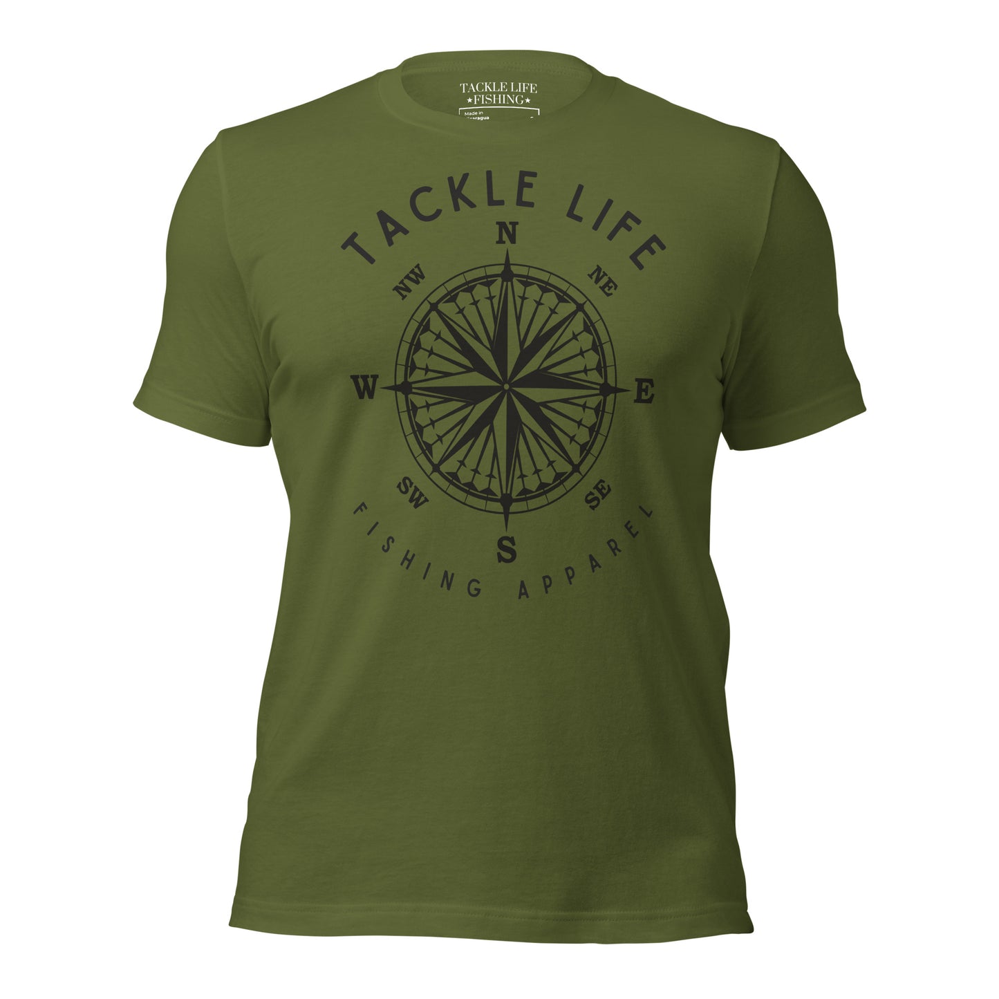 TLF Nautical Compass Unisex T-Shirt -- Black Logo on Olive, Autumn, Burnt Orange, Mustard, Athletic Heather, Ocean Blue, Yellow, Citron, or White