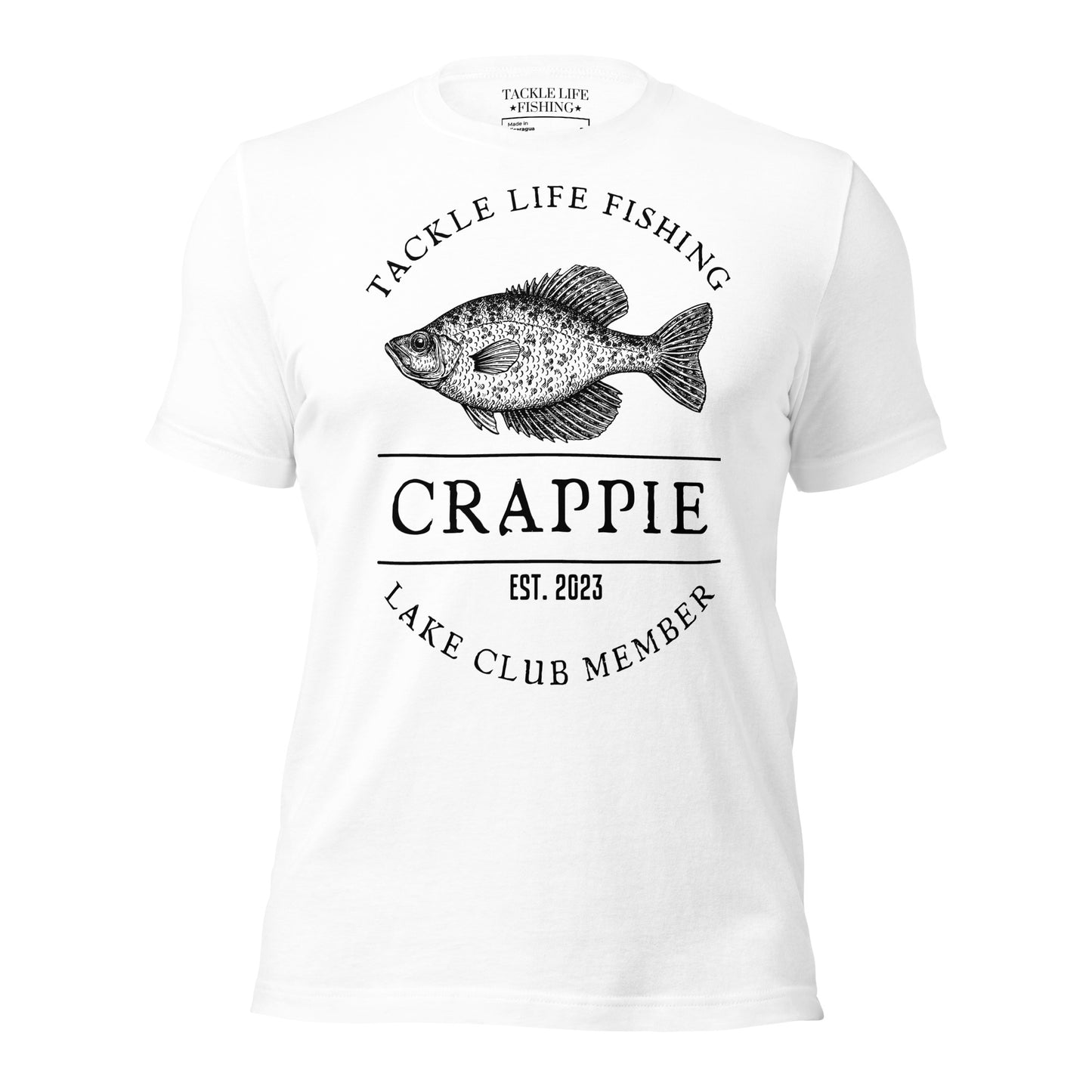 TLF Crappie Lake Club Member -- Front Design on Olive, Toast, Steel Blue, Pebble, Tan, Athletic Heather, or White